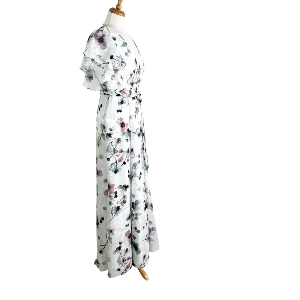 Anthropologie Hutch Pietrina Floral Wrap Maxi Dress Flutter Sleeves White Size S - Picture 5 of 10